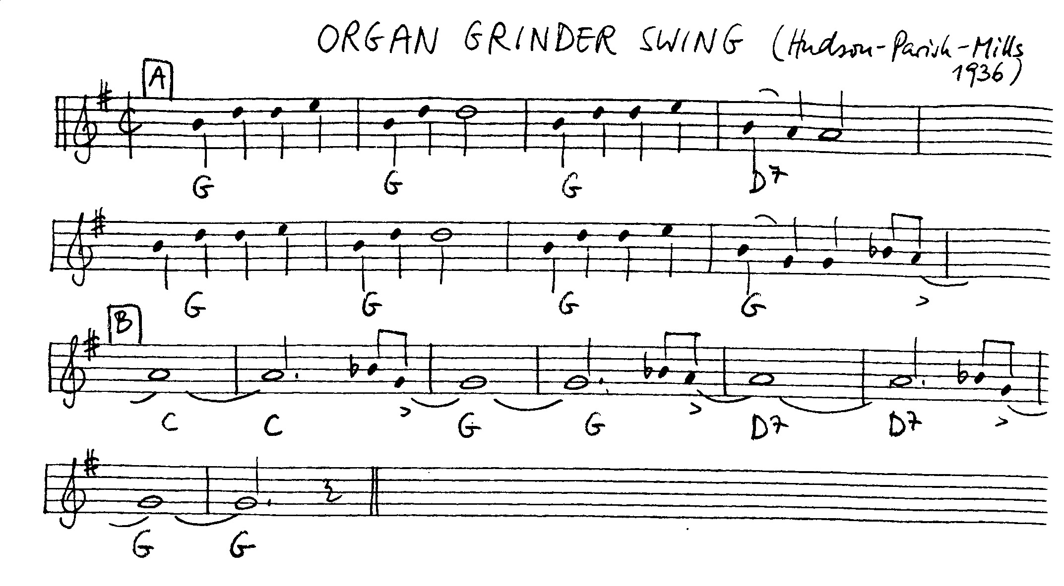 organ grinder swing leadsheet – book us for your next 20s or gatsby event
